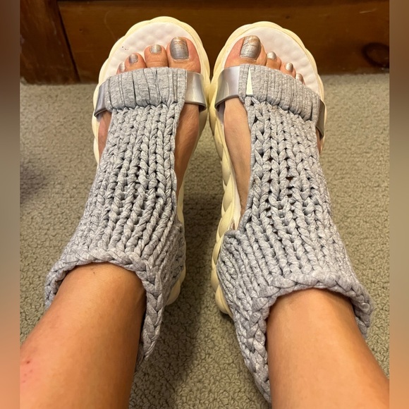Knit Platform Sandal Crochet Shoes Gladiator Wedge Woven Boho Anthro Free People - Picture 6 of 9